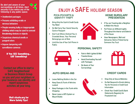 SAFE Annual Holiday Safety Tips Taraval Station