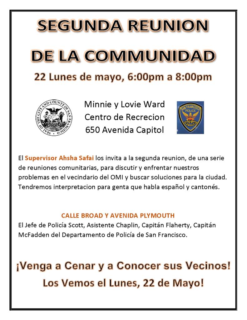OMI community meeting flyer