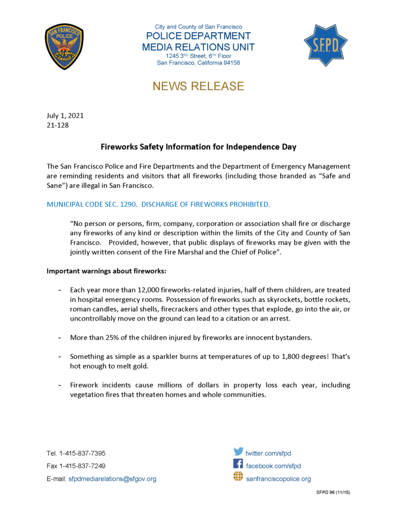 Fireworks Safety Information for Independence Day